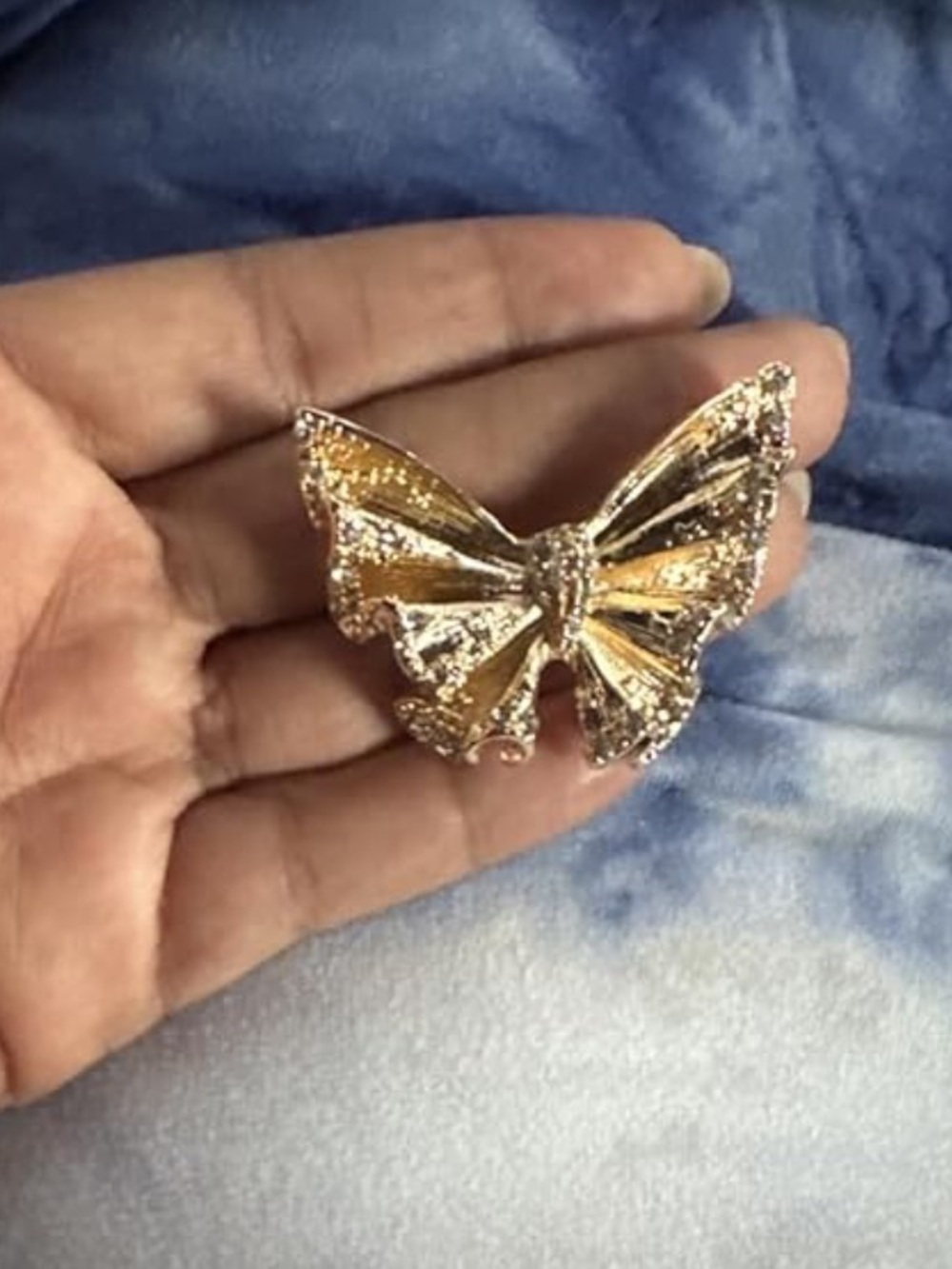 Anthropologie Gold and Crystal Butterfly Brooch